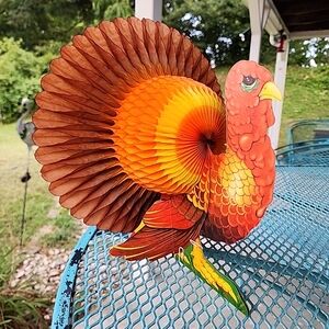 Vintage Honeycomb Tissue Centerpiece Turkey 13"